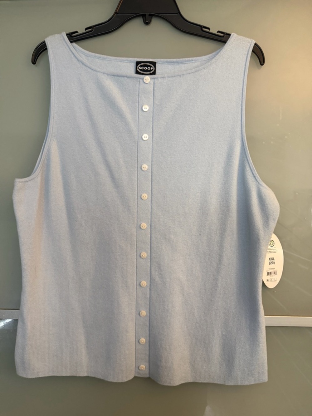 Sleeveless Button-Front knit Tank Top in Light Blue xxl